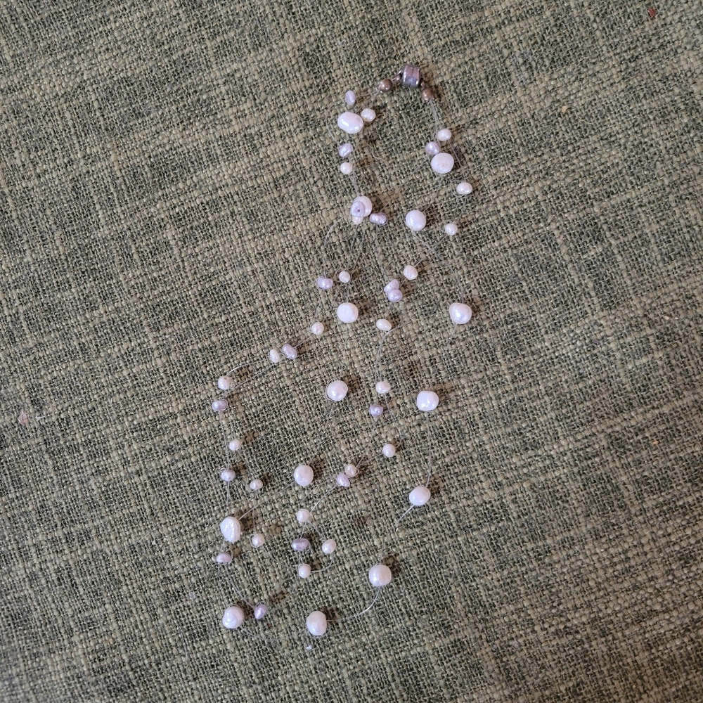 2 Strand Floating Faux Pearl Necklace
